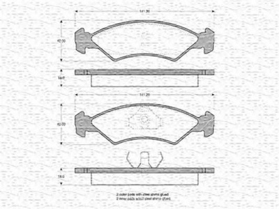 MAGNETI MARELLI 363702160202 -  Комплект тормозных колодок, дисковый тормоз